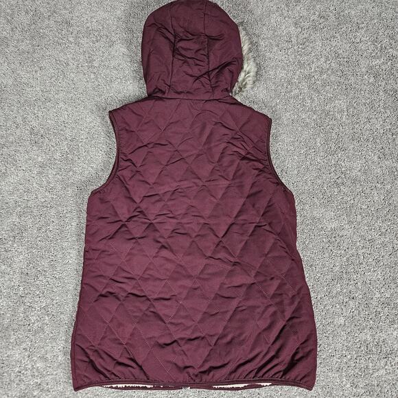 Eddie Bauer Sherpa Lined Vest Womens Medium Maroon Gorpcore Outdoors - Picture 2 of 10